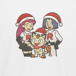 Christmas Team Rocket Embroidery T-Shirt