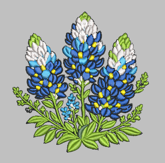 Blue Bonnet Embroidered Table Runner