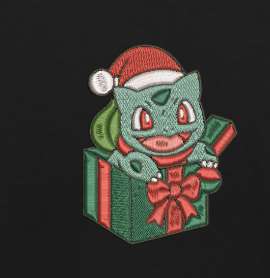 Bulbasaur Christmas Embroidery T-Shirt