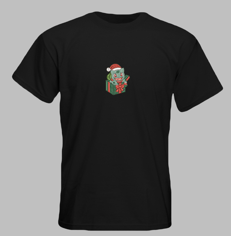 Bulbasaur Christmas Embroidery T-Shirt
