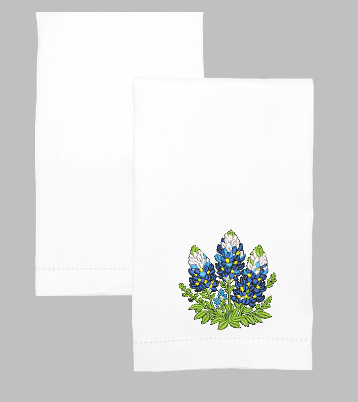 Blue Bonnet Embroidered Table Runner